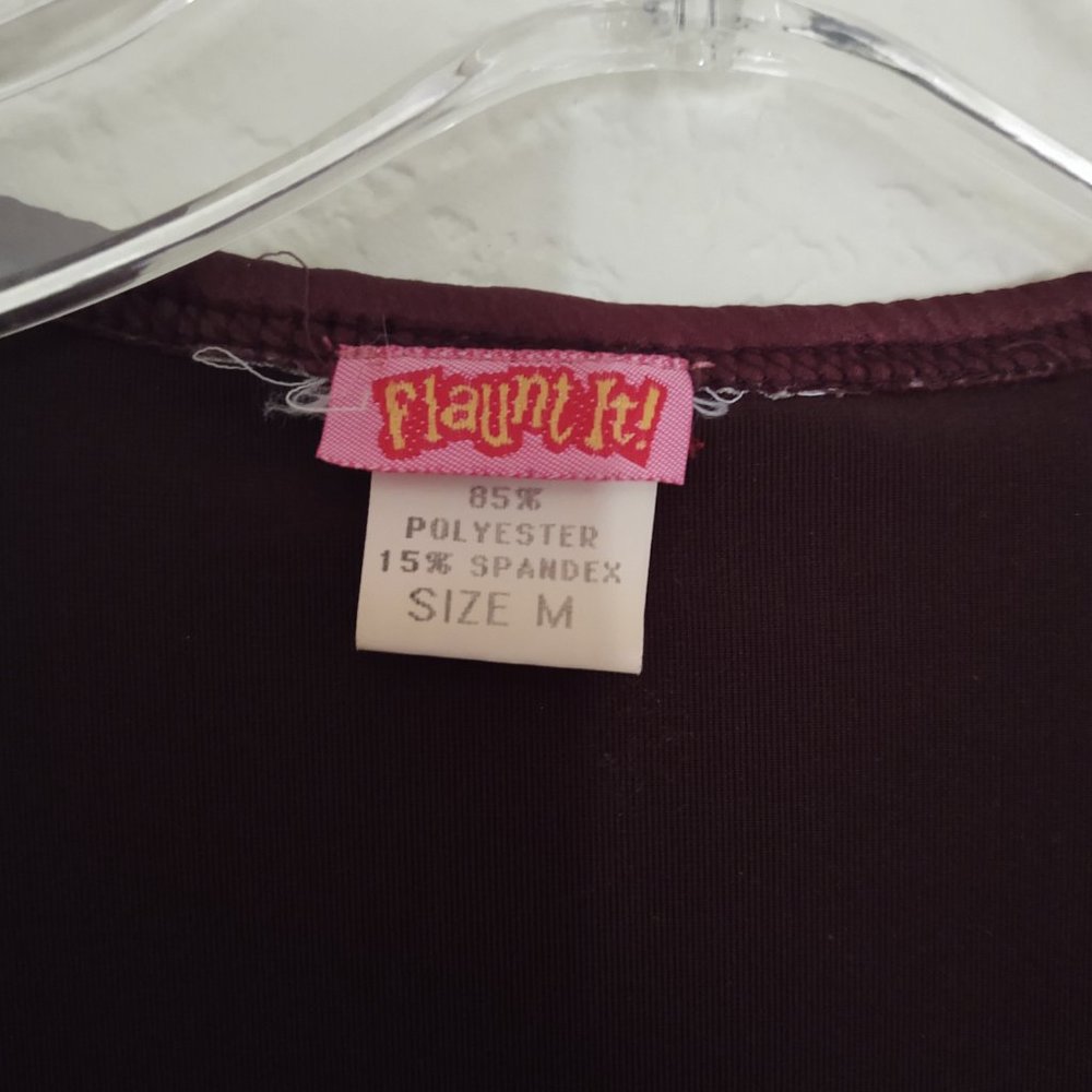 FLAUNT IT! WOMEN'S VELOUR VELVET FEEL BUTTERFLY ETCHED DARK BURGUNDY DRESS - Picture 7 of 15